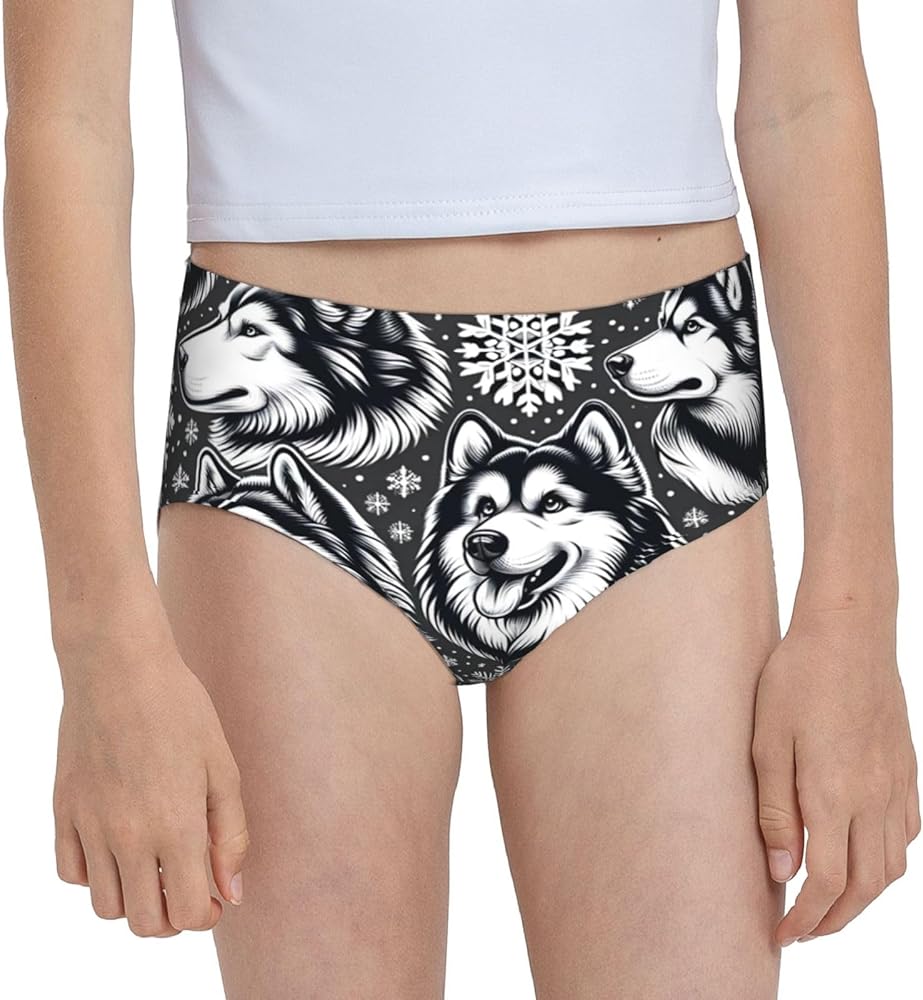 Augenstern Cotton Underwear Snowflakes-Siberian-Husky Girls'Briefs Soft Underpants