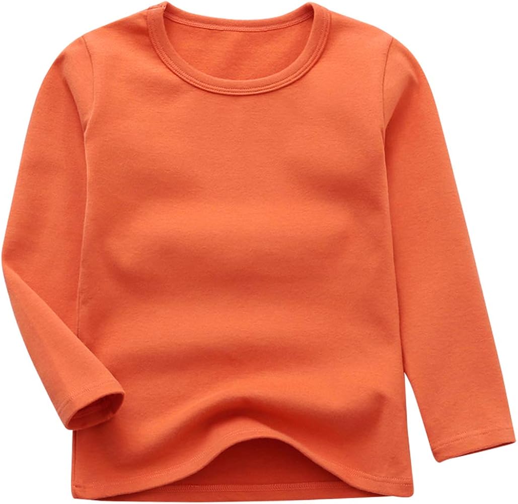 Toddler Boys Girls Long Sleeve T-Shirts Unisex Kids Cotton Basic Round Neck Top Tee 2-8T