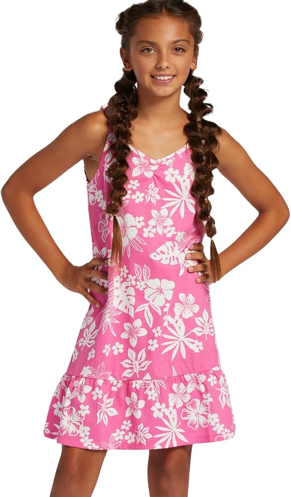 Roxy Girl's The Good Direction Dress (Little Kids/Big Kids) Shocking Pink Hello Aloha 12 Big Kid