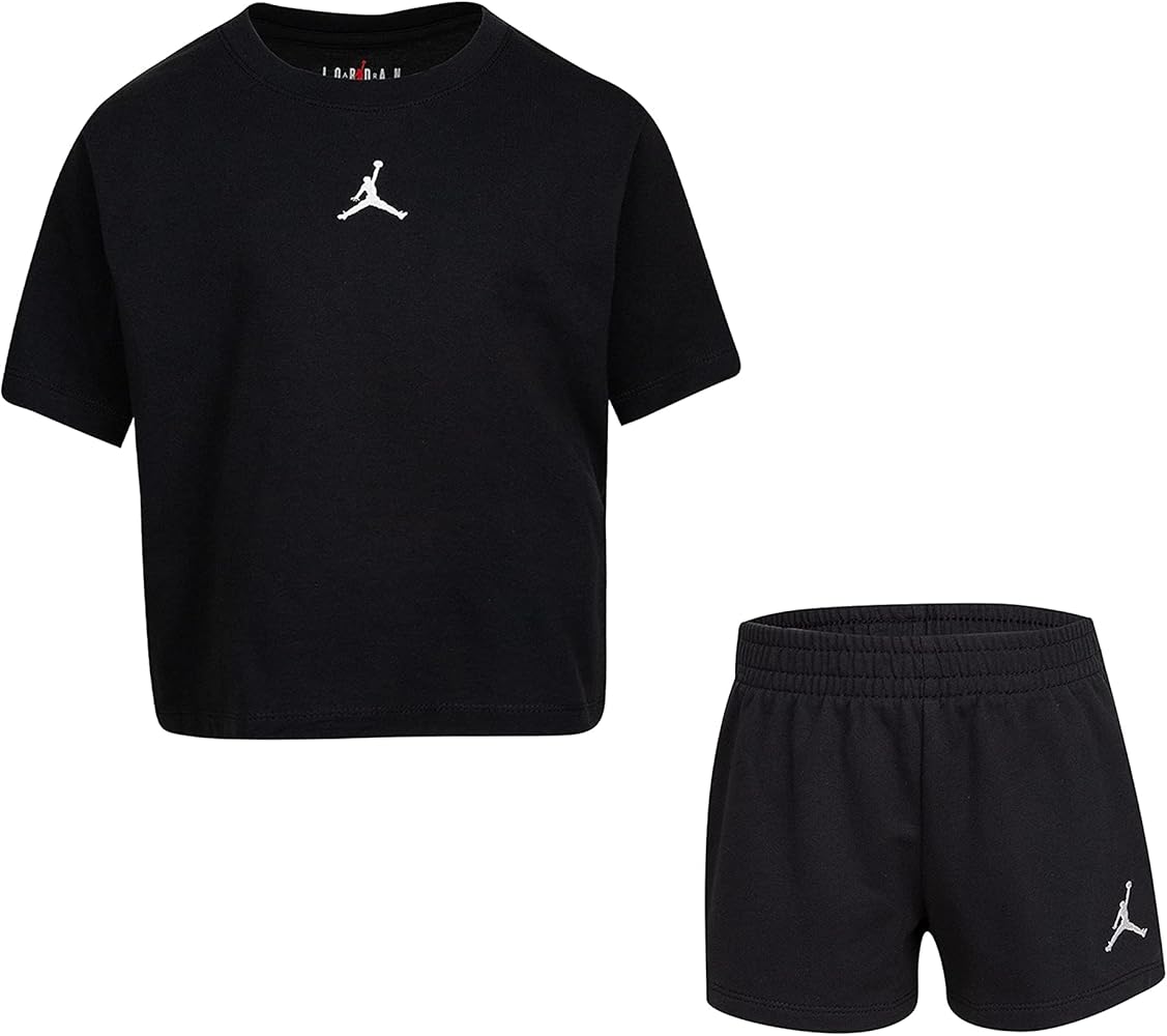 Jordan Girl's Essential Short Set (Little Kids) Black 6 Little Kids