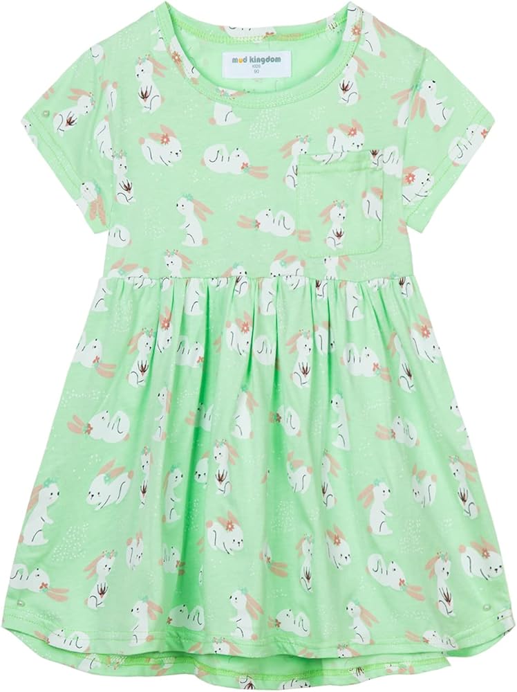 Mud Kingdom Little Girls Cotton Dresses Holiday Cute Cartoon Prints