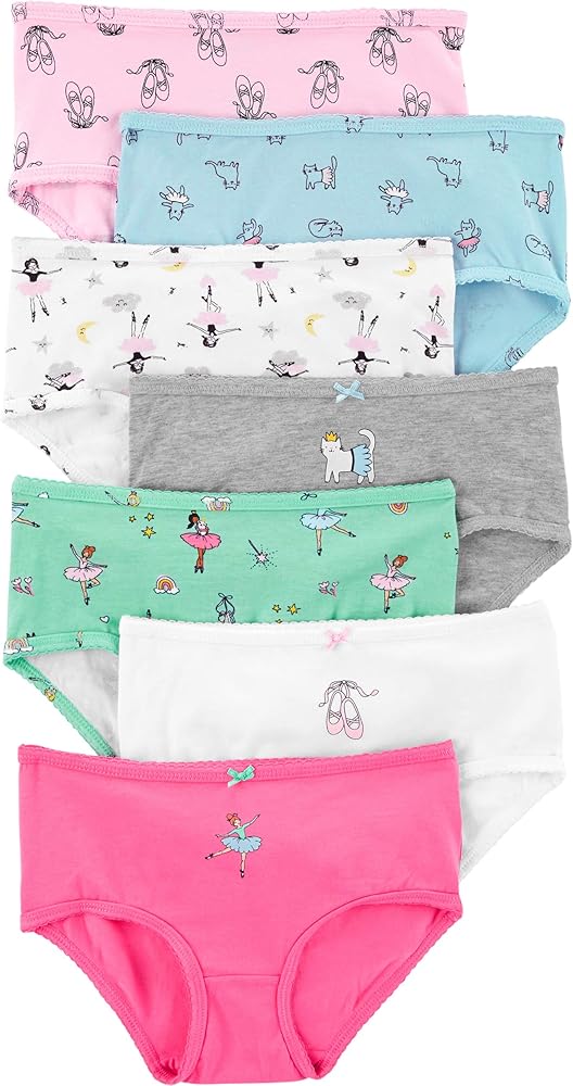 Carter's Girls 7-Pack Stretch Cotton Panties (6/6X), Asst