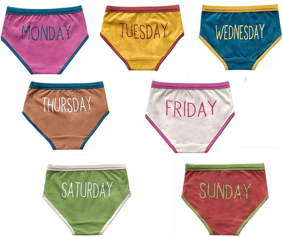 DINGDONG'S CLOSET Toddler Kid Girl Cotton Days of The Week Underwear 7-Pack Panties Briefs Underpants