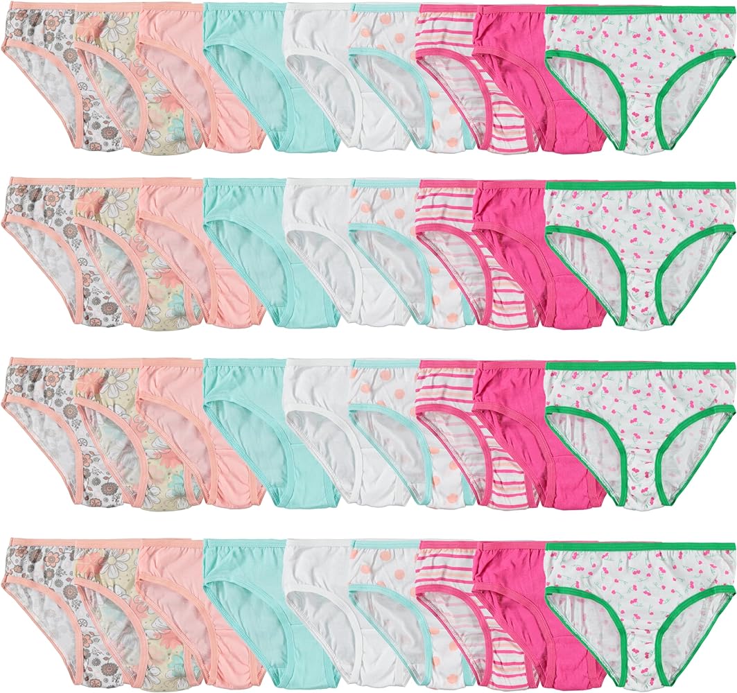 BILLIONHATS 36 Pieces of Wholesale Bulk Girls Cotton Colorful Panties Underwear Children, Mixed Assorted Sizes 4-14