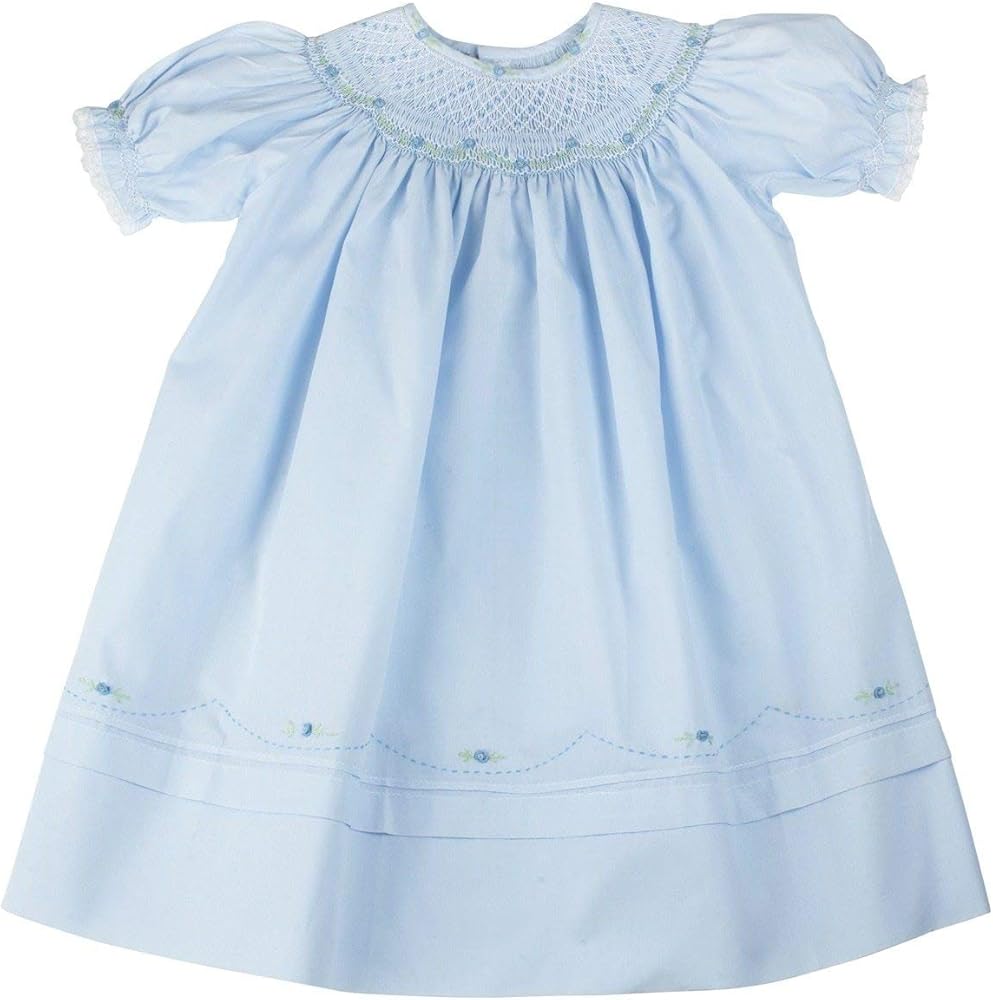 Girls Blue Smocked Portrait Bishop Dress Feltman Brothers