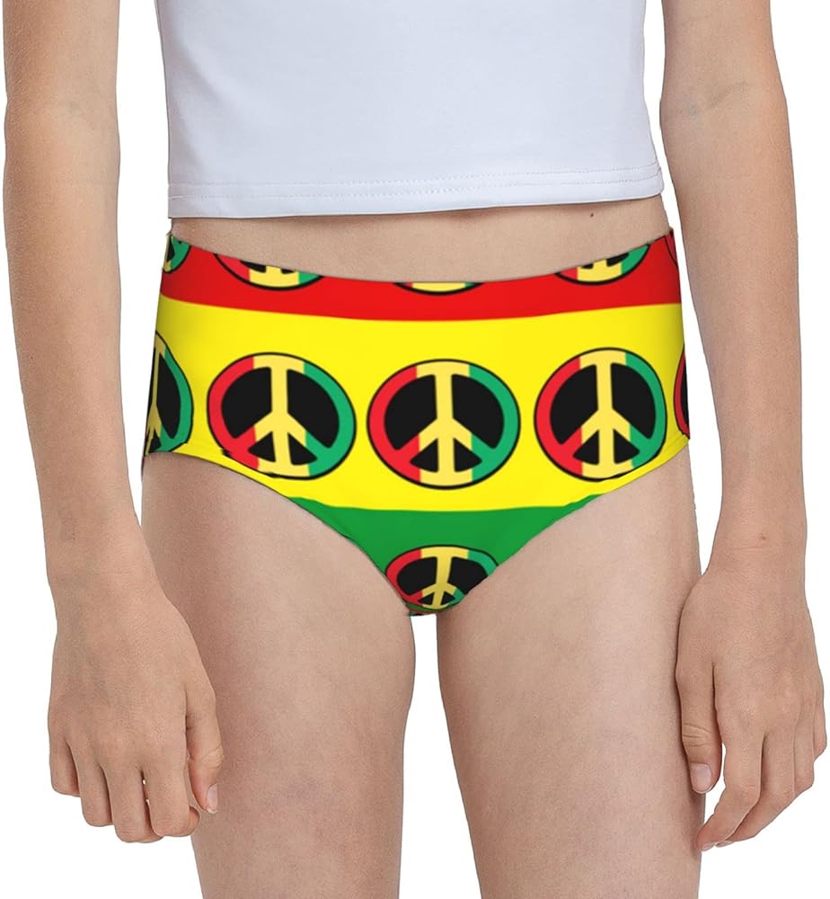 Augenstern Cotton Underwear Rasta Peace Sign Girls'Briefs Soft Underpants