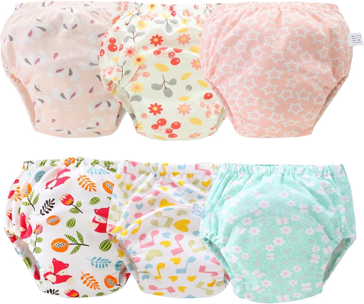 Unisex Training Underwear Waterproof Toddler Underpants Cotton Potty Training Panties Breathable Girls Pee Assorted Panties 6-Pack