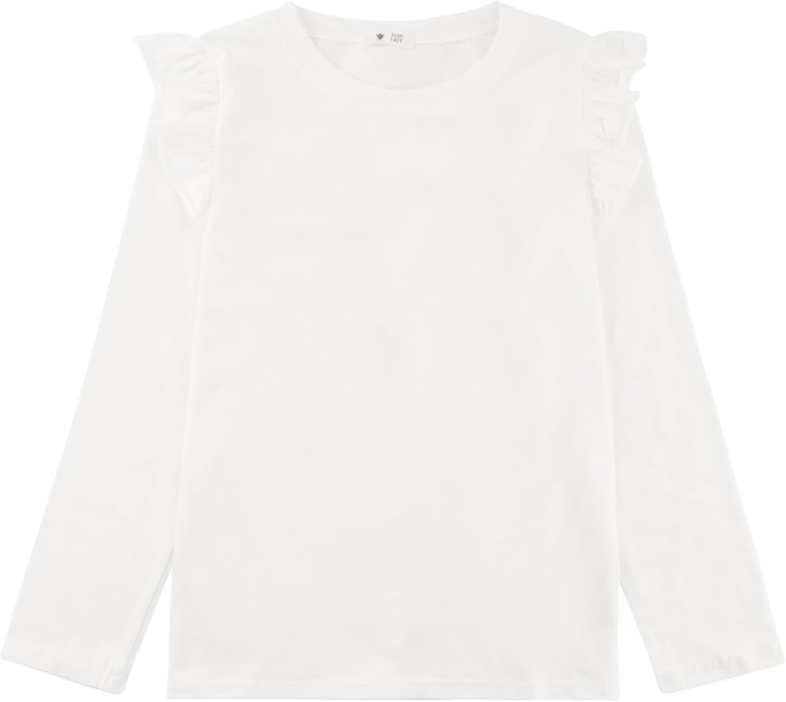 KISBINI Toddler Girl Ruffle Long Sleeve T-Shirt Cotton Top Tee for Spring/Fall