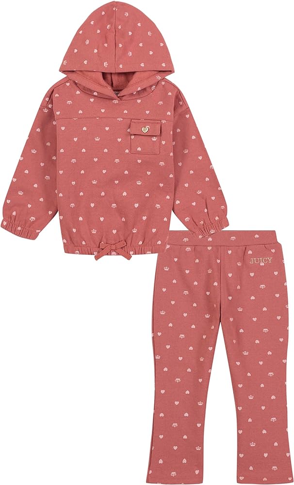 Juicy Couture girls 2 Piece Fleece Hoodie Set