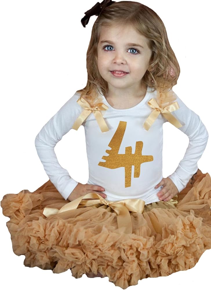 Petitebella Birthday Dress Gold 4th White L/s Shirt Goldenrod Skirt Set Girl Clothing 1-8y