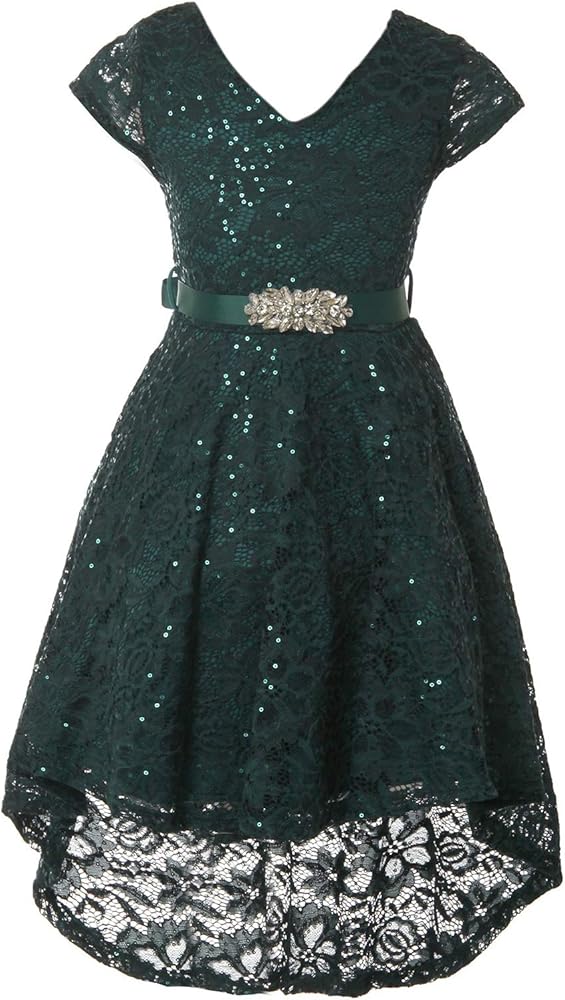 Girl Special Occasion Dress Sequin Hi Lo for Formal Casual Party Holiday