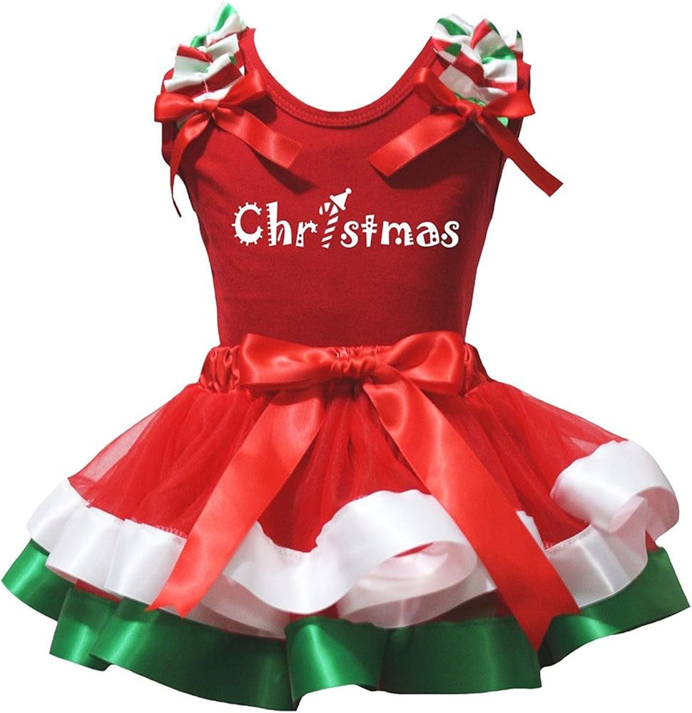 Petitebella Christmas White Shirt Red Ribbon Petal Skirt Set Nb-8y