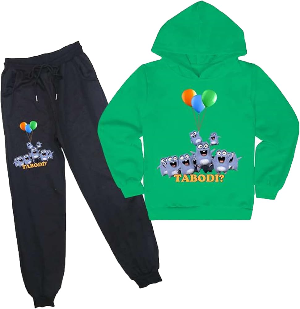 Teen Boys Girls Casual Lightweight 2Pcs Set Grizzy and The Lemmings Hooded Acitive Tracksuits Clothes Sets(2-14Y)