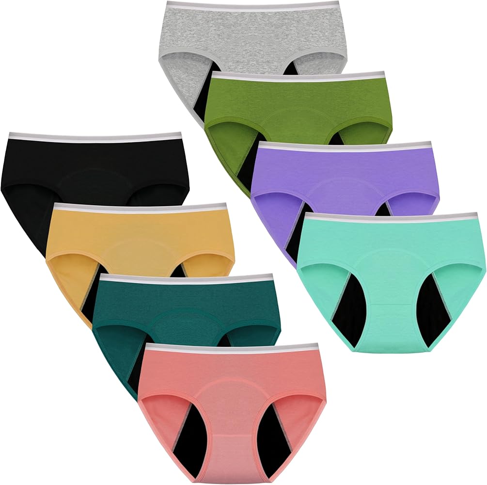 Teen Girls Period Underwear Menstrual Leakproof Panties for First Period Starter Panty Kids Cotton Protective Brief