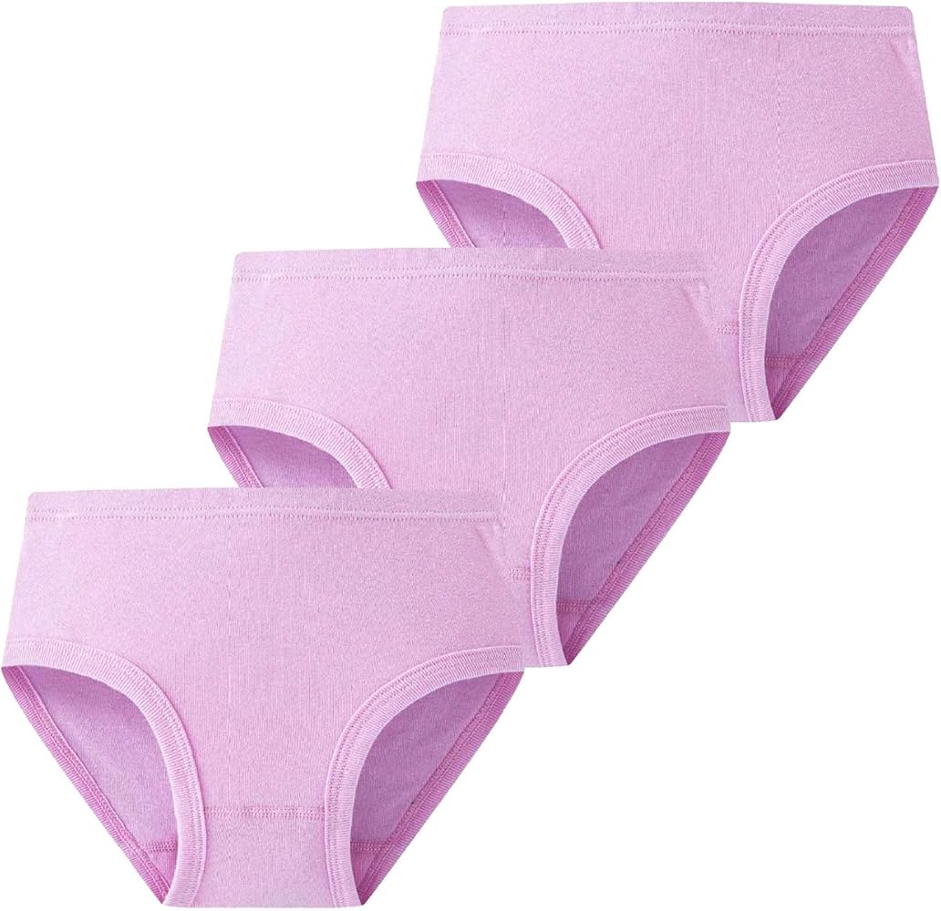 3 Pack Toddler Little Girls Solid Color Combed Cotton Underwear Briefs Daily Soft Comfortable Briefs P