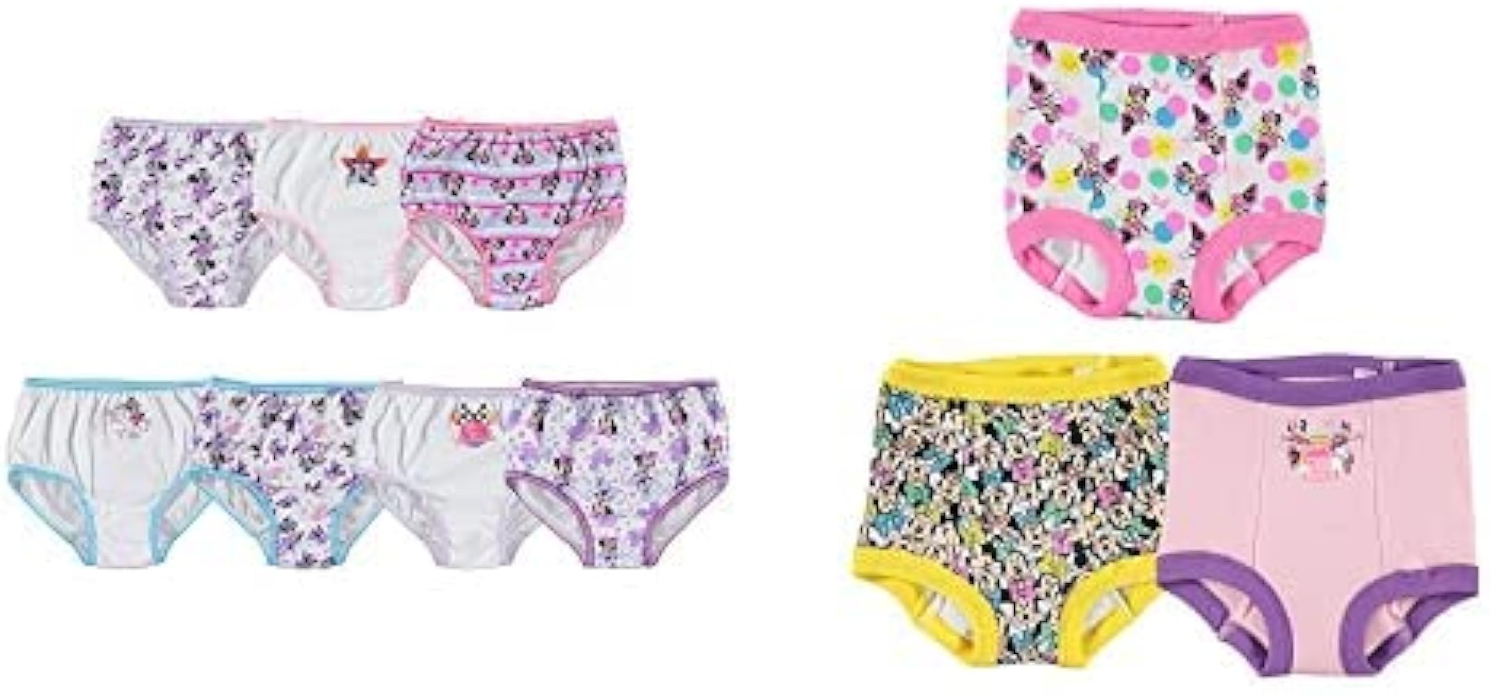 Disney Little Girls' 10 Pack Minnie Mouse Training Pant and Underwear Bundle