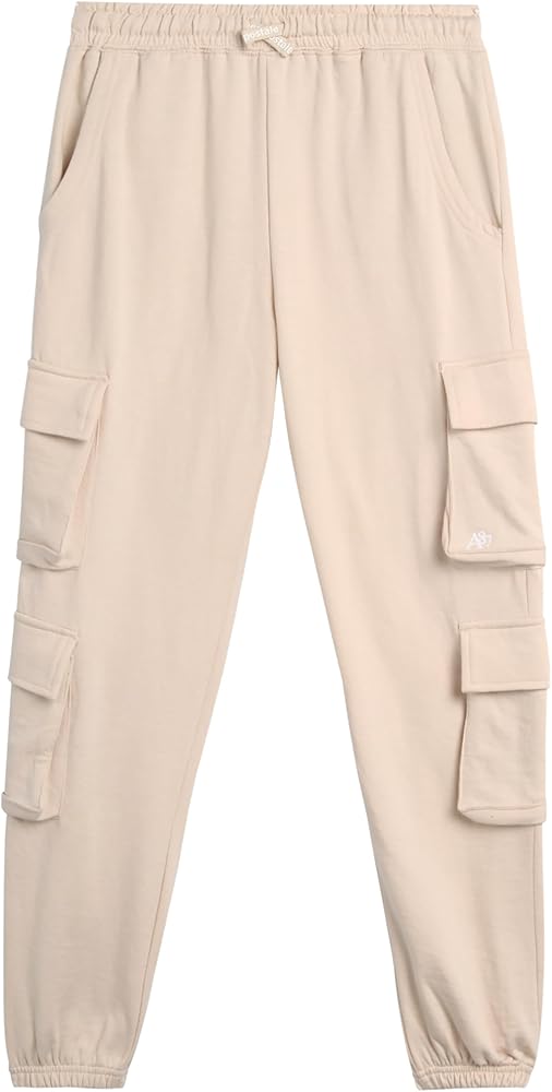 AEROPOSTALE Girls' Pants - Casual Fleece Cargo Joggers with Adjustable Elastic Waistband - Baggy Cargo Pants for Girls (7-16)