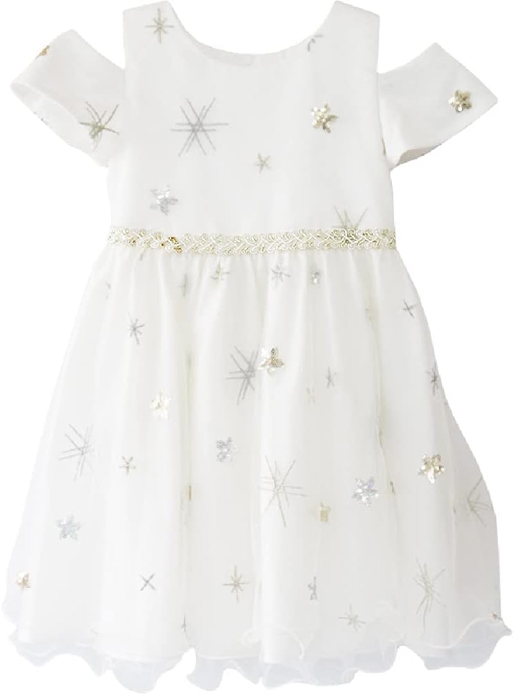 Quenny Girls' Strapless Dresses,3-Year-Old Girls' Fashionable Summer Short-Sleeved Princess Dresses. (Beige, x_l)