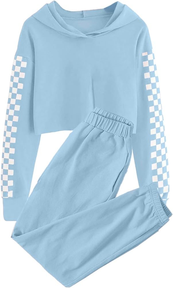 Meikulo Kids Girls 2 Piece Outfits Crop Tops Hoodies Cute Long Sleeve Fashion Sweatshirts and Solid Sweatpants 3-14 Years