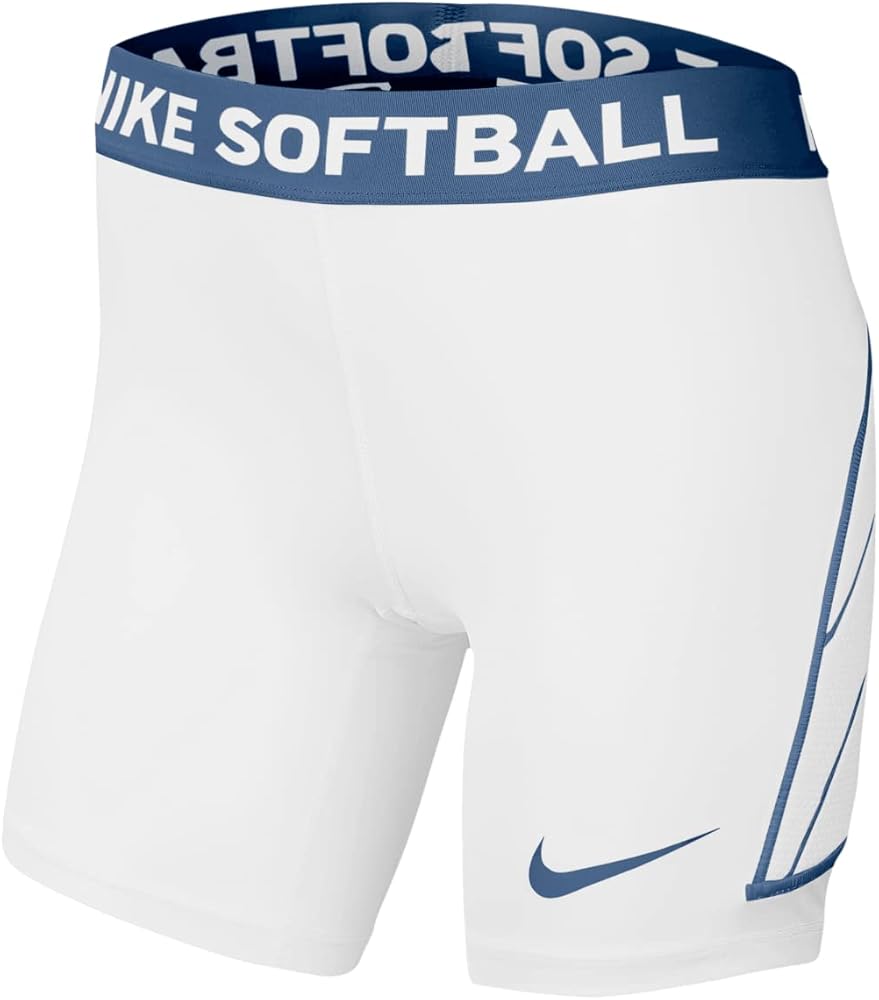 Nike Girls Big Kids DF Softball Slider Shorts White | Navy XS