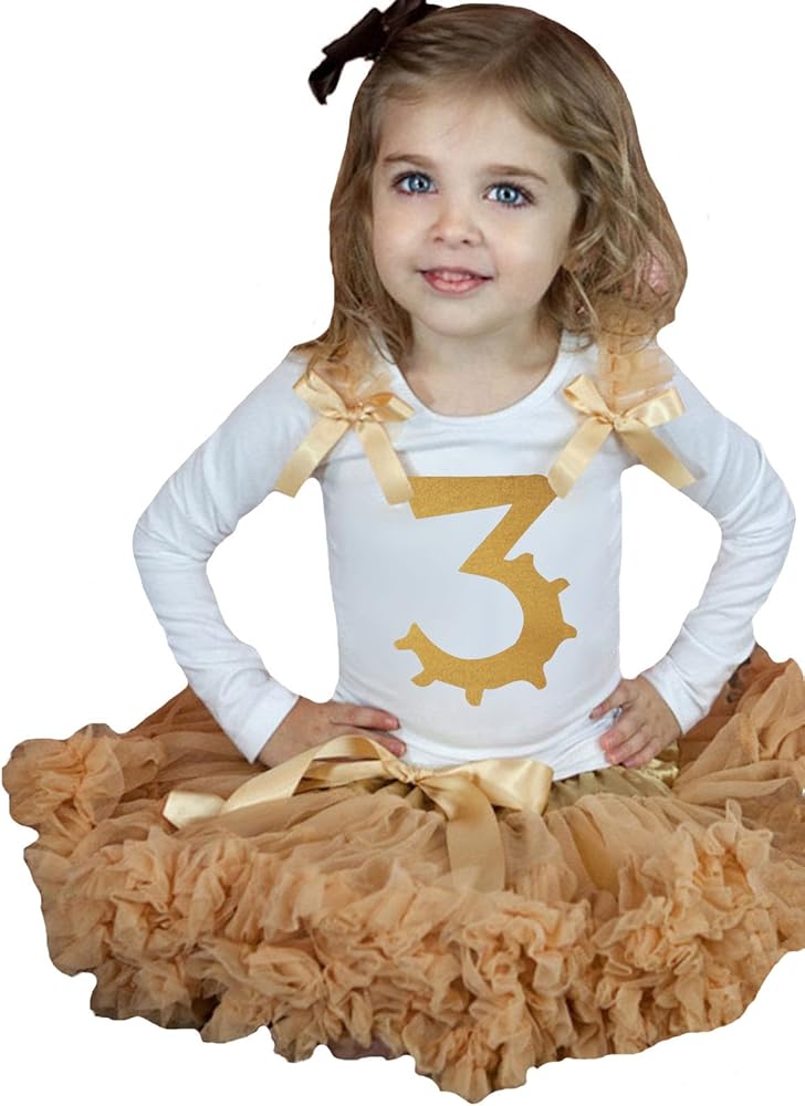 Petitebella Birthday Dress Gold 3rd White L/s Shirt Goldenrod Skirt Set Girl Clothing 1-8y