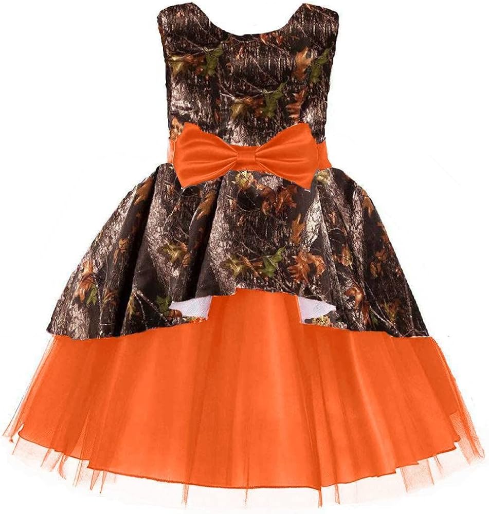 DINGZANCAMO Puffy Tulle and Camo Flower Girl Pageant Dress Little Bridesmaid Gowns