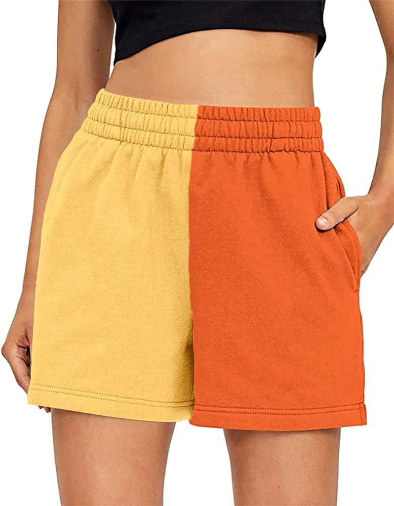 Girls' Athletic Running Shorts Cotton Patchwork Workout Short Pants