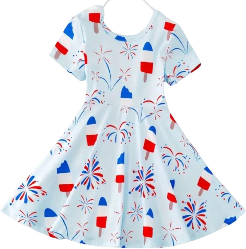 Girls Fourth of July Dress, Patriotic, Bomb Pops, Independence Day, Youth Sizes