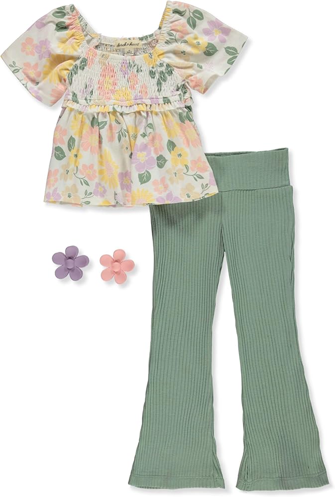 Little Lass Girls' 3-Piece Retro Flare Pants Set Outfit