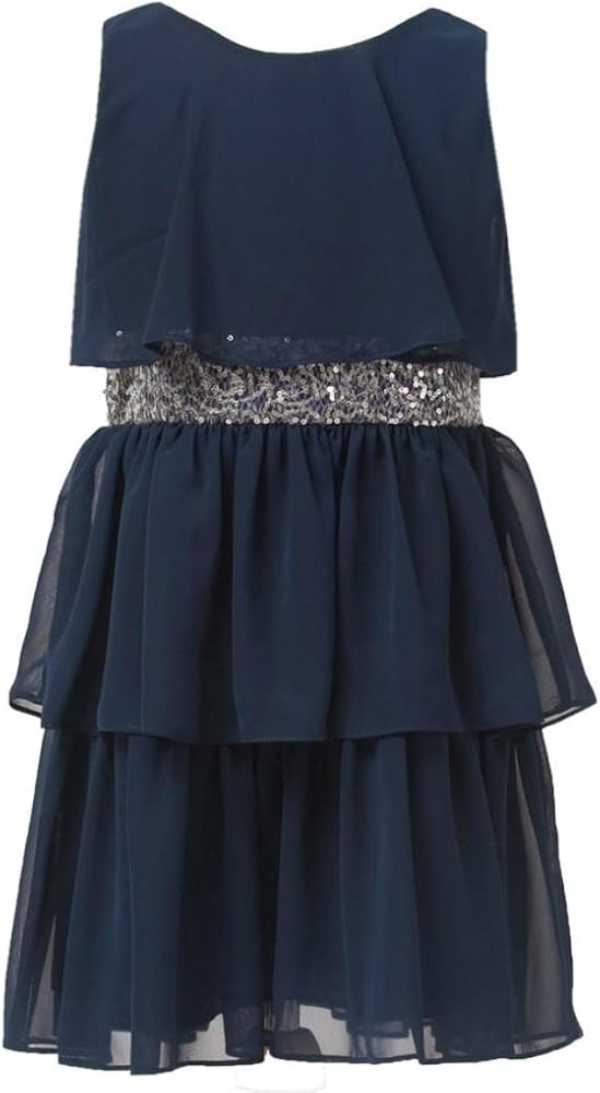 Flower Girl Gorgeous Sleeveless Chiffon Dress with Sequin Belt