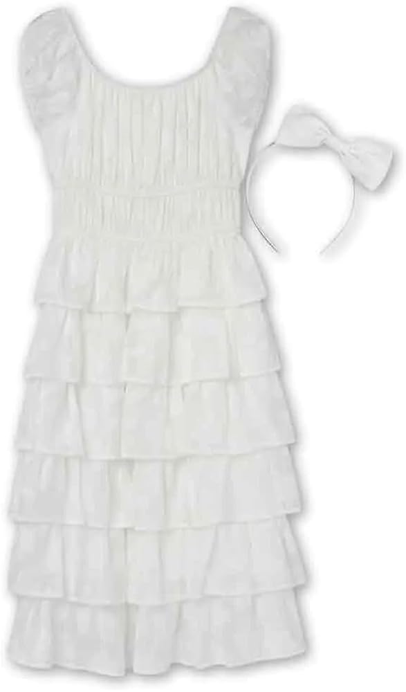 Speechless Girls' Short Sleeve Chiffon Midi Dress and Headband