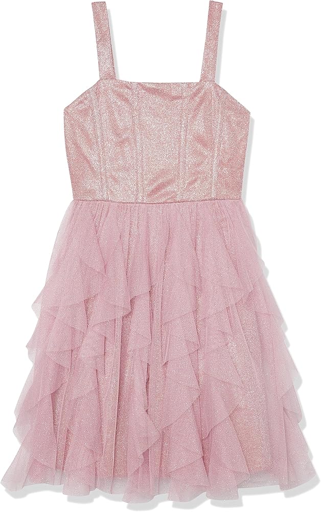 Speechless Girls' Sleeveless Fit and Flare Party Dress with Corkscrew Skirt