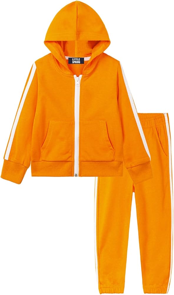 LittleSpring Little Boys Tracksuit Zip Up Athletic Hoodie and Jogger Pants 2-Piece Set