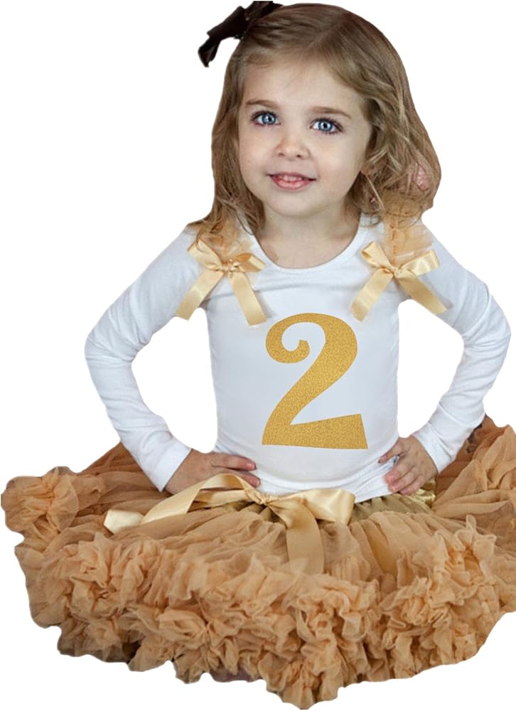 Petitebella Birthday Dress Gold 2nd White L/s Shirt Goldenrod Skirt Set Girl Clothing 1-8y