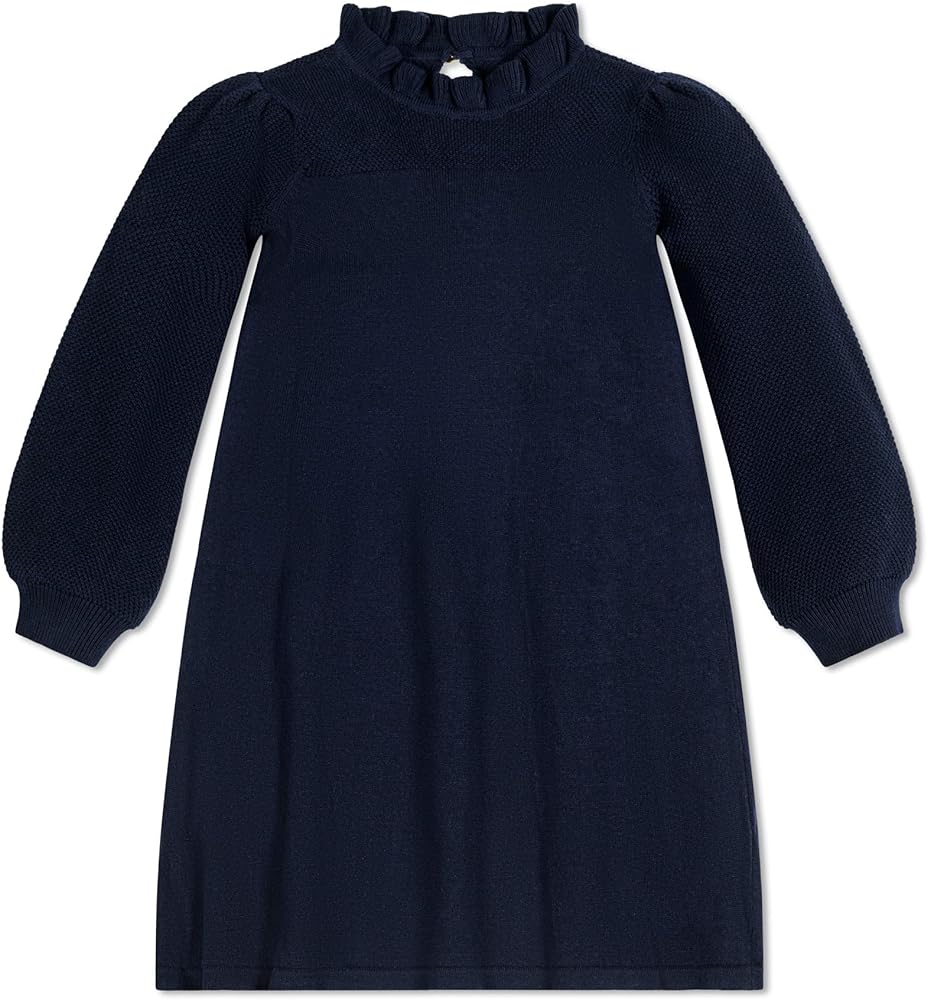 Hope & Henry Girls' Long Sleeve Sweater Dress with Ribbed Skirt