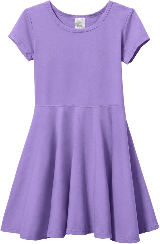 Made in USA Girls' 100% Cotton Short Sleeve Skater Party Twirly Dress Sensory Friendly SPD