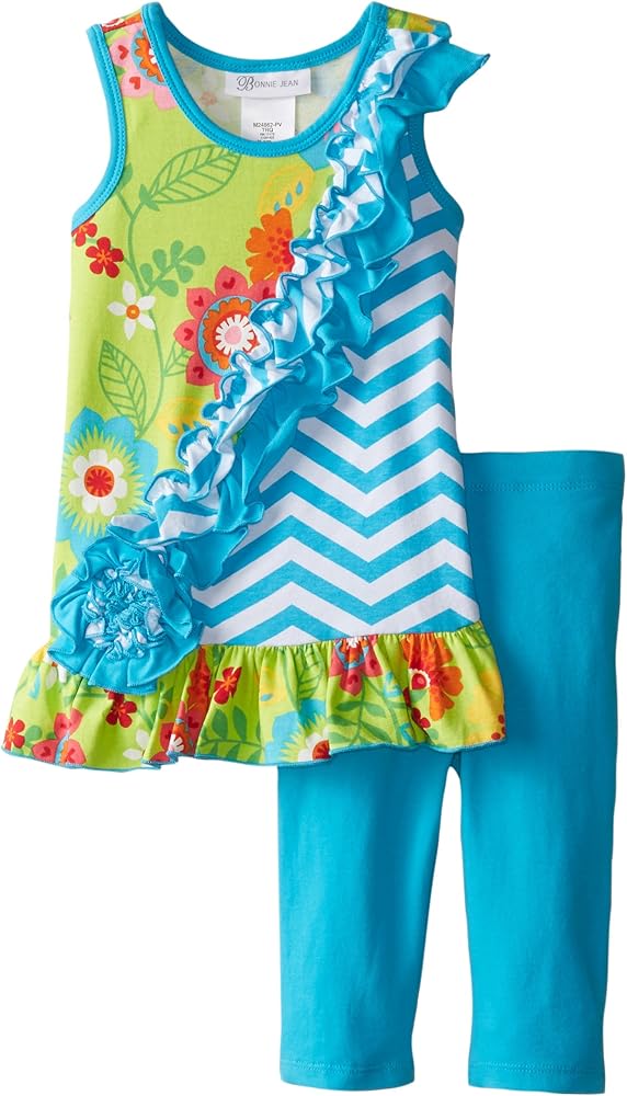 Bonnie Jean Girls' Ruchsed Bands and Flower Pant Set