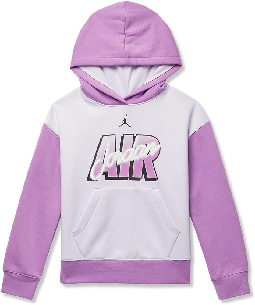 Jordan Girl's Blocked Air-Ress Pullover Hoodie (Little Kids/Big Kids) Barely Grape XL (16 Big Kid)