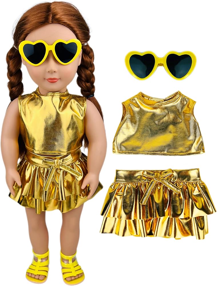 Doll Metallic Shiny Skater Shirt Dress Set