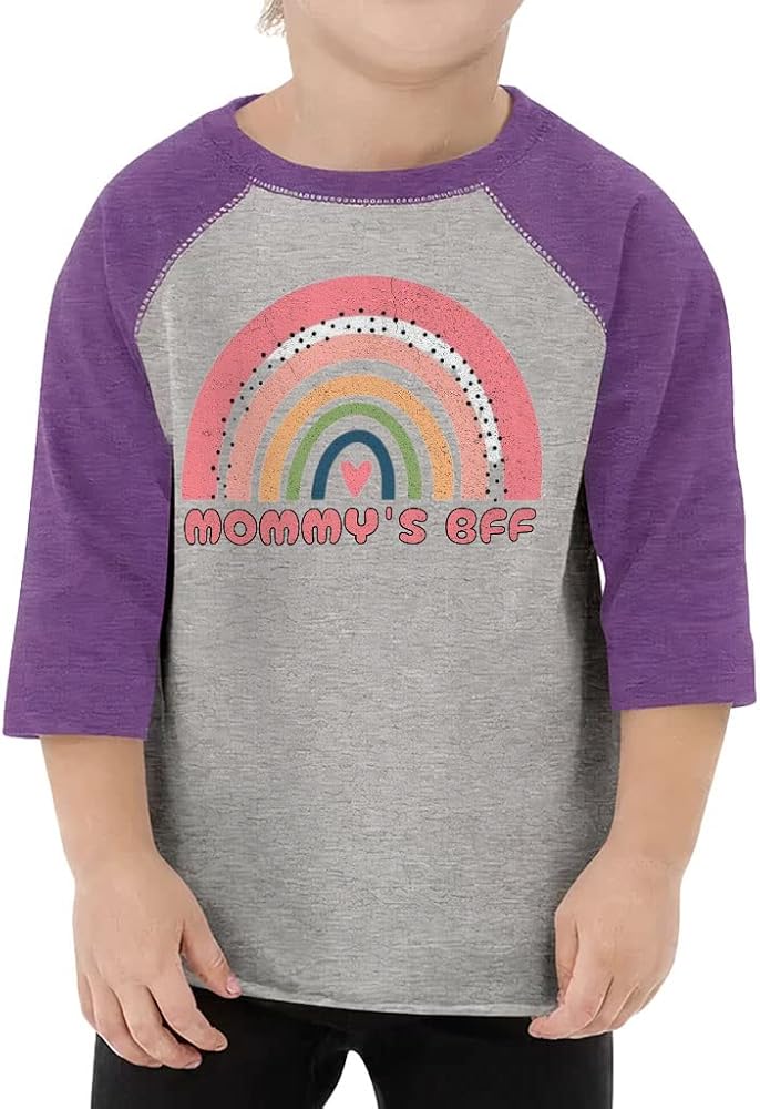 Mommy's BFF Toddler Baseball T-Shirt - Rainbow 3/4 Sleeve T-Shirt - Print Kids' Baseball Tee