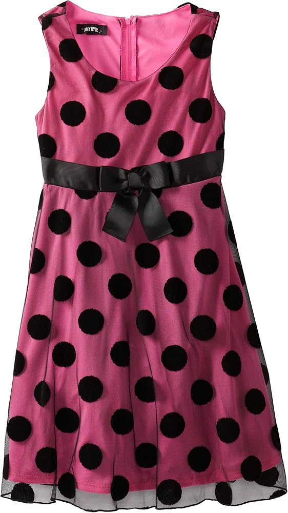 Amy Byer Big Girls' Tank Dress with Flocked Polka Dot Overlay