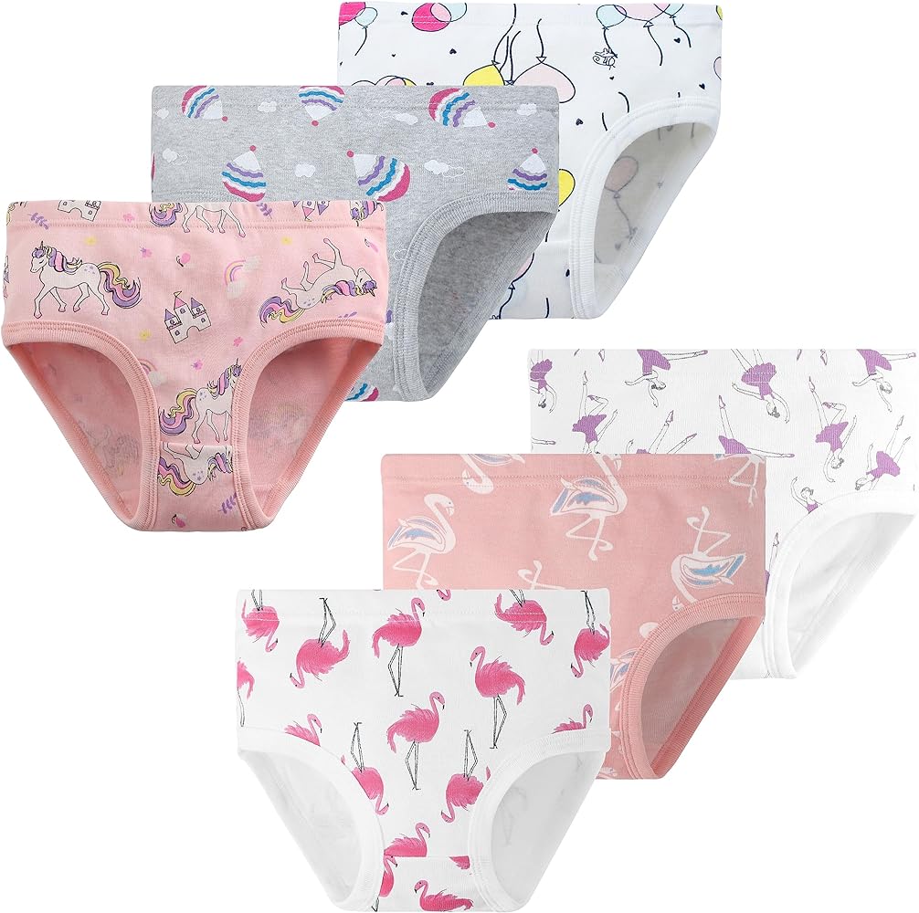 Naivete Girls Underwear Little Kids Cotton Breathable Comfort Briefs Children Panties (Pack of 6)