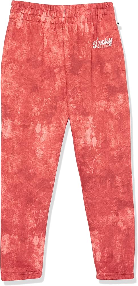 Lucky Brand Girls' Graphic Sweatpants, Fleece Joggers with Ribbed Cuffs & Waistband, Tie Dye Colors