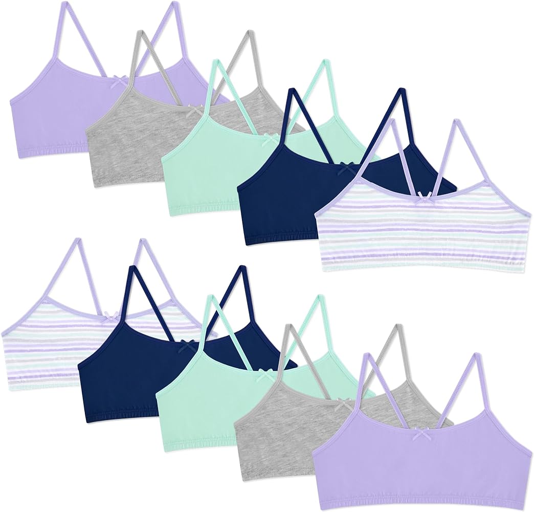 10 Pack Cotton Girls Training Bras - Racerback Crop Cami Training Bras for Girls