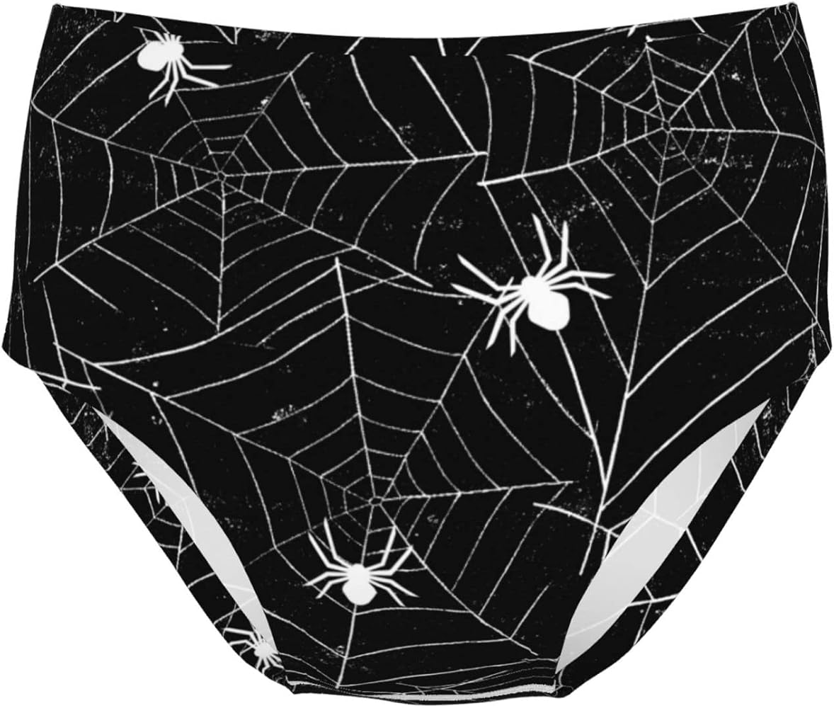 Girl'S Briefs Soft Cotton Triangle Briefs Underwear (Halloween Spider Web)