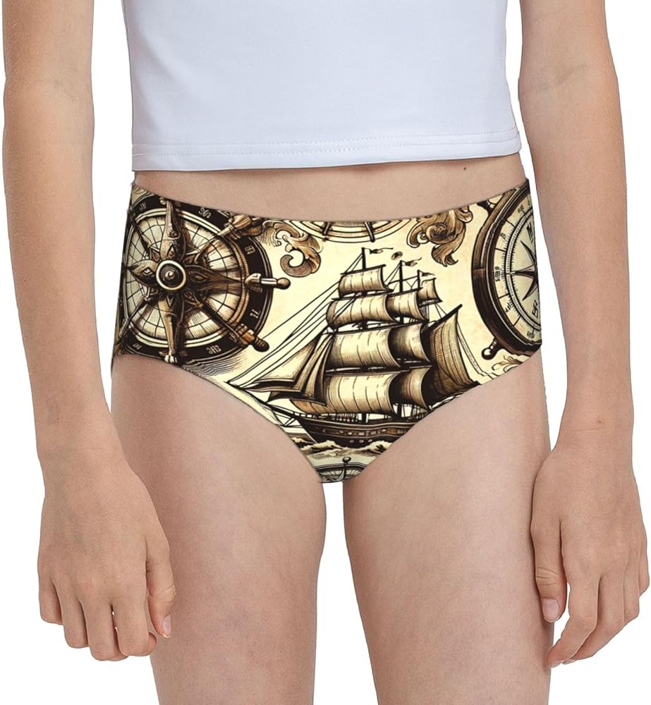 Augenstern Cotton Underwear Vintage-Ship-Wheels Girls'Briefs Soft Underpants