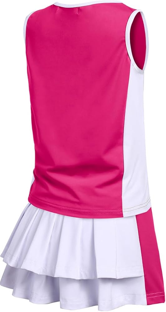 Zaclotre Girls Tennis Golf Dress Outfit Sleeveless Tank Top and Skorts Sets Sport Skirt with Shorts