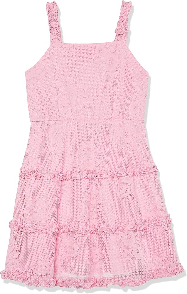 Speechless Girls' Sleeveless Ruffled Fit and Flare Lace Dress