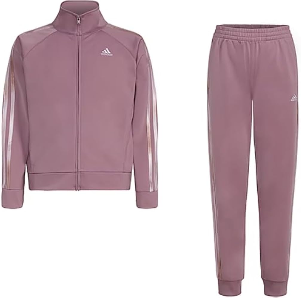 adidas girls Zip Front Classic Tricot Jacket and Joggers Set, 6, Wonder Orchid