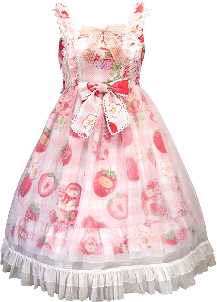 Wowens Sweet Lolita Dress Sleeveless Bow-Knot Ruffle Lace Edge Dress